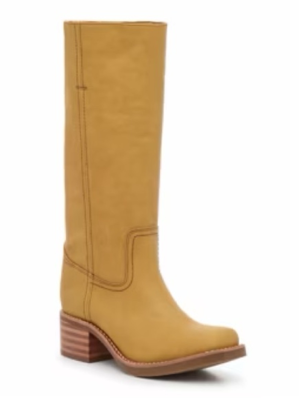 FRYE AND CO. Tall Tan Leather Block Heel Boot